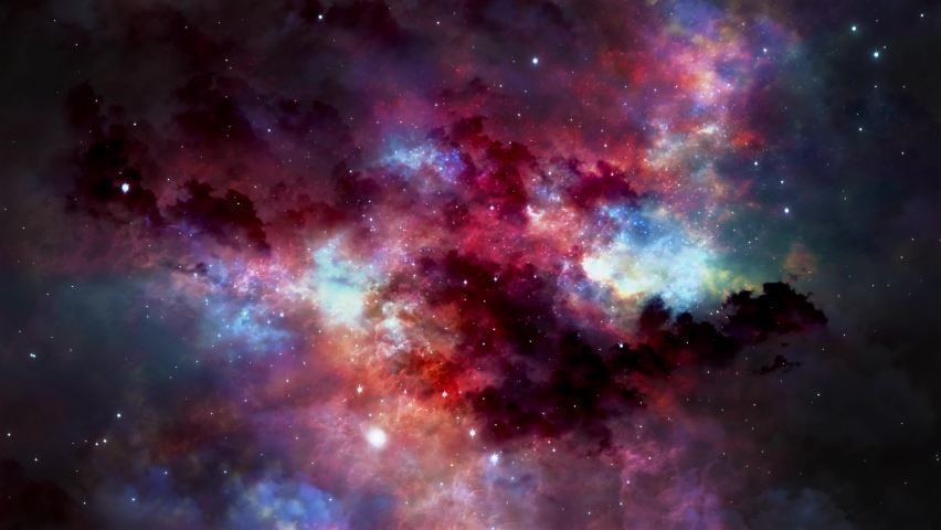Traveling through the stars and nebulae in a colorful universe | Shutterstock HD Video #1068055781
