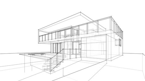 architectural 3d rendering of modern house 