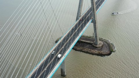 Aerial view of the Normandy Bridge in France