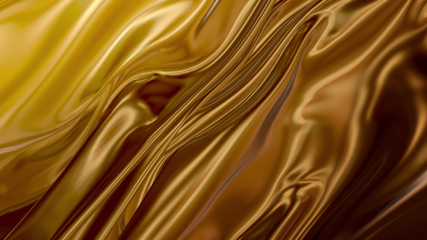 Oil fluid abstract fabric gold liquid. Golden wave background. Gold background. Gold texture. Lava, nougat, caramel, amber, honey, oil. 3d rendering Royalty-Free Stock Footage #1068072296