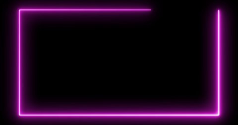 Neon frame. Glowing rays motion graphic animation. Horizontal composition, 4k video quality