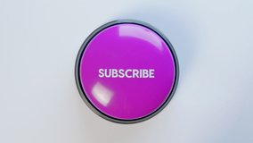 Young woman pushing purple Subscribe button. Concept of becoming new follower, enjoying author's content. Subscribe to a channel, blog, social media page, emails. Share, like and subscribe! - Powered by Shutterstock - Get 15% off with code: PIKWIZARD15