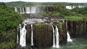 View to the beautiful Iguazu waterfalls in Latin America, Argentina.