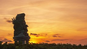 Garuda Wisnu Kencana statue. GWK 122-meter tall statue is one of the most recognizable symbol hindu religion and popular culture landmark of island Bali, Indonesia.