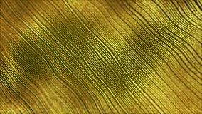 Abstract golden waves curves ripple on yellow background as 3D template video animation loop