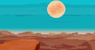 Pixel art of 80s Retro sci-Fi background. Pixel art animation footage. 8bit Loop
