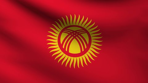 Kyrgyzstan flag waving at wind