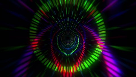 Digital Tunnel Motion Graphic. colorful lines speed flow shaped lights VJ loop background. For your big led screens during show performance. Abstract Visual.