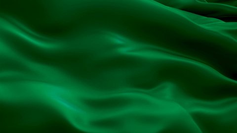 Emerald clear waving flag. 3d Green flag waving. Colorful Emerald seamless loop animation. Green HD resolution Background. Clear flag Closeup 1080p Full HD video layout, presentation  
