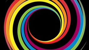 Rainbow Vortex on black Background. Animated illustration that rotates