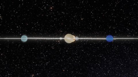 Solar system with orbits and planets moving including the moon - 3d illustration