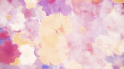 Abstract floral motion background animation in the style of a watercolor painting. Flowers include alstroemeria, carnation, chrysanthemum, daisy, gerbera, gladiola, hydrangea and rose. Full HD loop.
