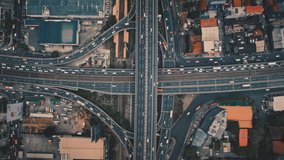 Top down aerial of cars drive at cross road. Nobody cityscape. Traffic highway transportation. Skyscrapers buildings at downtown streets. Business center of New York City, USA, North America - Powered by Shutterstock - Get 15% off with code: PIKWIZARD15