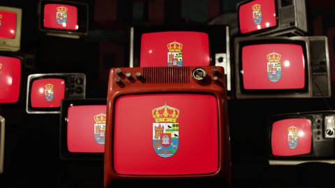 Flag of Avila, province of Spain, and Vintage Televisions.