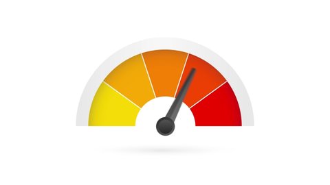 Rating customer satisfaction meter. Different emotions art design from red to green. Abstract concept graphic element of tachometer, speedometer, indicators, score. Motion design.