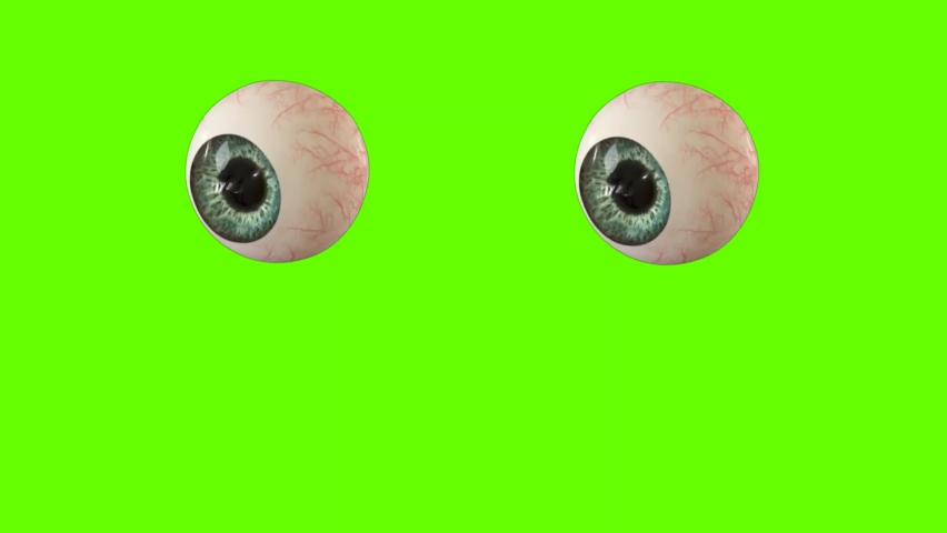 Funny Animation Eyes Balls Reactions - Cartoon Eyes Animation on Green Screen Matte Background 4K Stock Footage. Royalty-Free Stock Footage #1068215714