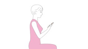 The good and bad posture of a woman staring at a smartphone. Video material 