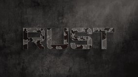 “RUST” text animation of 3D embossed text showing the metal letters gradually becoming corroded and rusty, with a scratched metallic grunge background. - Powered by Shutterstock - Get 15% off with code: PIKWIZARD15