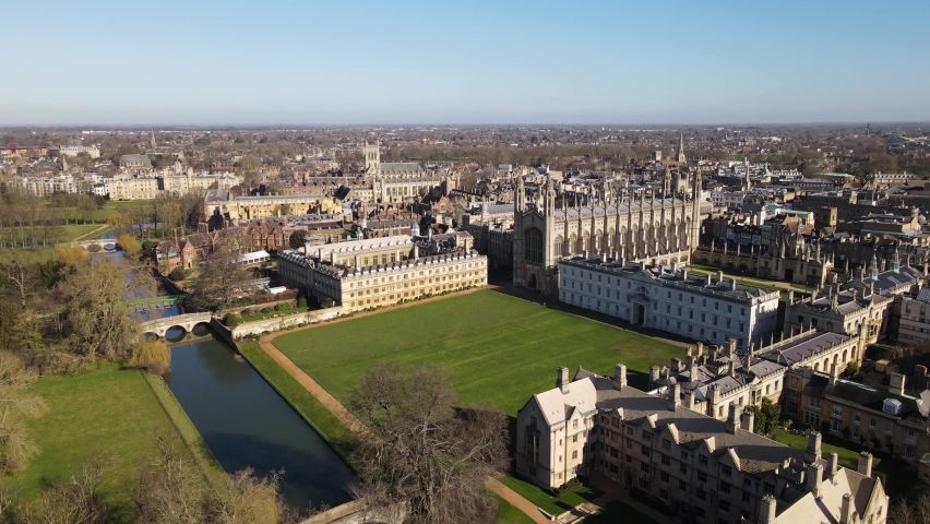 Stunning Aerial View of Cambridge UK, United Kingdom taken on march 2021 Royalty-Free Stock Footage #1068238046