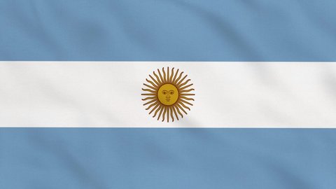 Crumpled Fabric Flag of Argentina Intro. Argentina flag Video. Argentina banner. America south flags. Celebration. Flag Day. Patriots. Realistic Animation 4K. Surface Texture. Background Fabric.