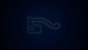 Glowing neon line Bicycle brake icon isolated on black background. 4K Video motion graphic animation.