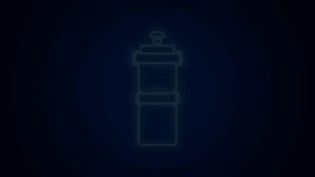 Glowing neon line Sport bottle with water icon isolated on black background. 4K Video motion graphic animation.