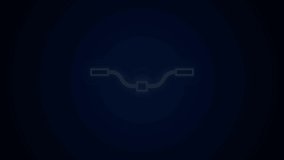 Glowing neon line Bicycle handlebar icon isolated on black background. 4K Video motion graphic animation.