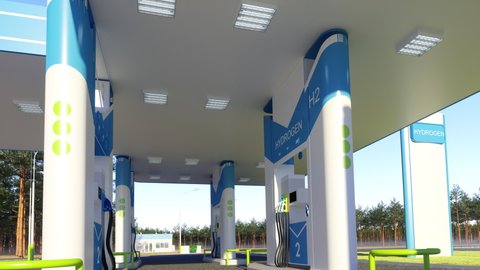 3d Rendering of Hydrogen Refueling The Car On The Filling Station For Eco Friendly Transport