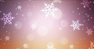 4K looping light pink, yellow video footage in New Year style. Quality abstract video with colorful Christmas symbols. Film for web advertising. 