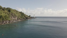 aerial video of a fishing port in the caribbean sea