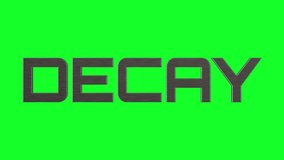 “DECAY” text animation of 3D embossed text, with no background for easy use, showing the metal letters gradually becoming corroded and rusty. - Powered by Shutterstock - Get 15% off with code: PIKWIZARD15
