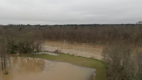 River Water Flood Stage Flooding into Yard Drone Mavic 2 Pro