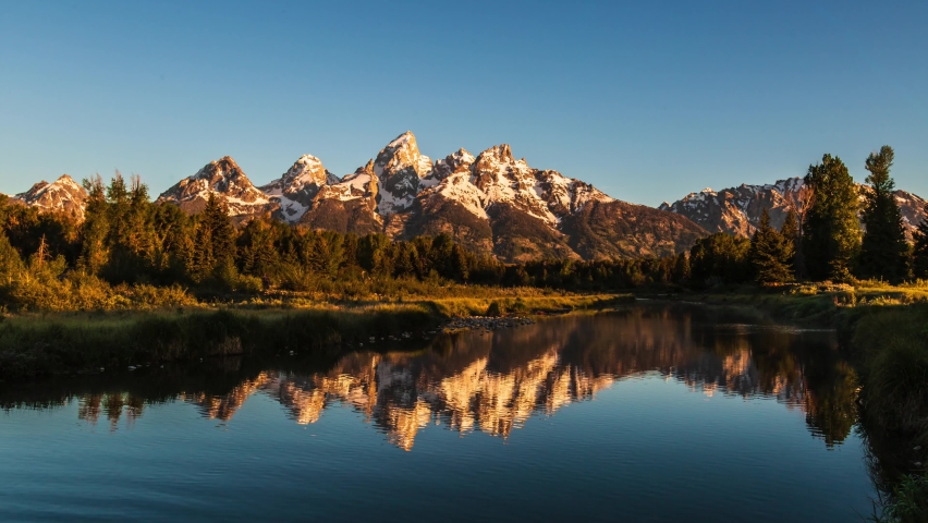 Landscape and reflections at Grand Teton National Park, Wyoming image ...