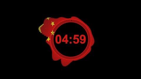 Five countdown timer with Flag of China