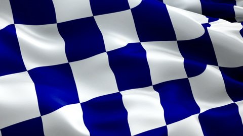 Checkered Blue White Racing Flag video waving in wind. Formula Racing Flag background. Start Race Checkered Flag Looping Closeup 1080p Full HD footage.Checkered Blue white Start Finish Win Race flags 