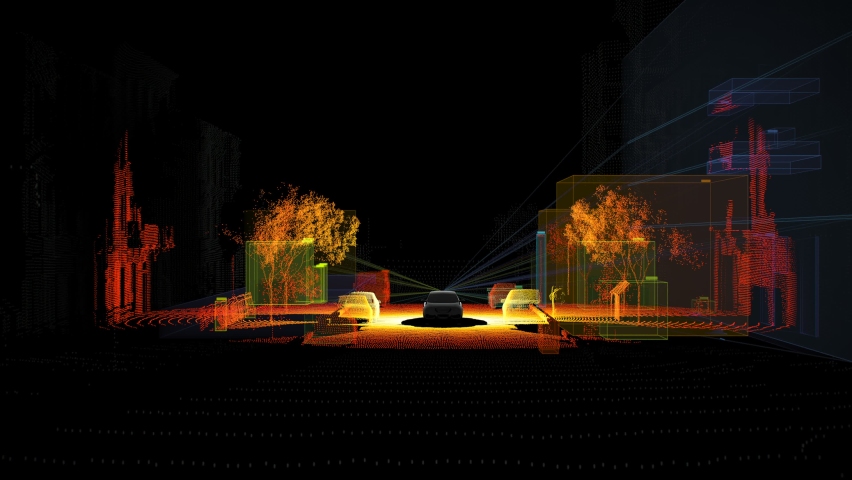 Autonomous car driving training process. Artificial intelligence object detection system. Concept of Self-driving car vision - Powered by Shutterstock - Get 15% off with code: PIKWIZARD15