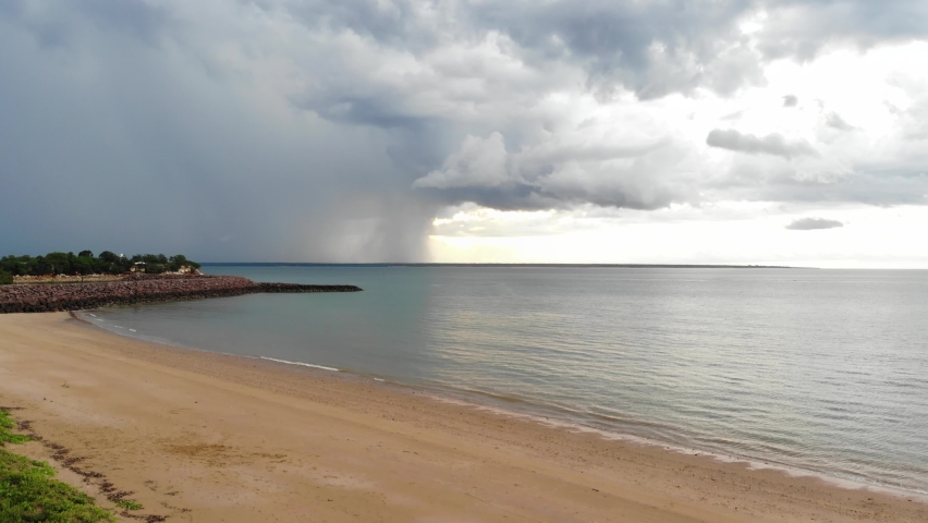 Beautiful view into the storm in Darwin NT Australia from Cullen bay in 4k