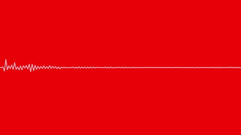 Sound wave with line isolated on red background. White color digital sound wave equalizer. Audio technology wave concept and design under the concept of red and white emphasize simplicity.