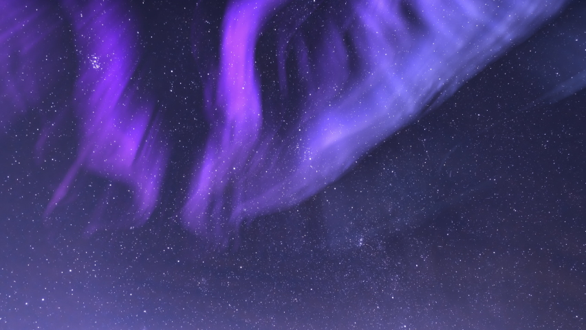 Aurora Borealis Purple Loop Milky Way Galaxy Winter Northern Lights | Shutterstock HD Video #1068359867