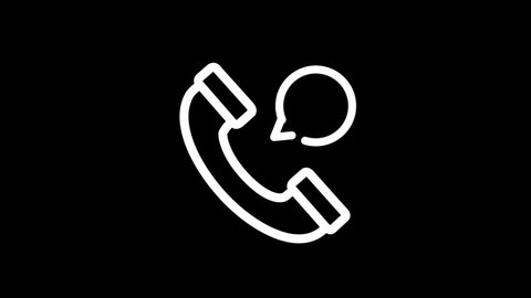 White Line Emergency Call Icon Isolated on Black Background. Animated Medical Icon to Improve Project and Explainer Video. 4K Video Motion Graphic Animation.