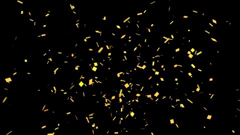 Gold Confetti Explosion Animation with QuickTime Prores 4444 Alpha Channel. NOT: Color, Resolution and Quality in the preview video may not be good because of very low size and Resolution.