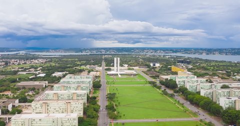 Brasilia - DF - Brazil - FEB 15 2021 - Esplanade of ministries in the Federal District, Architect: Oscar Niemeyer, cloudy day