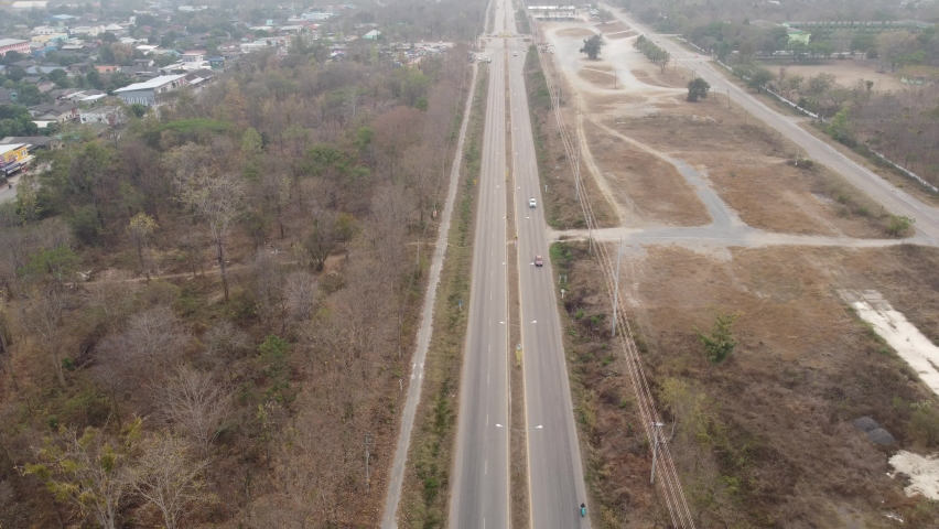 Top view of countryside ,  pm2.5 ,Lampang , mae moh