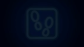 Glowing neon line Human footprints shoes icon isolated on black background. Shoes sole. 4K Video motion graphic animation.