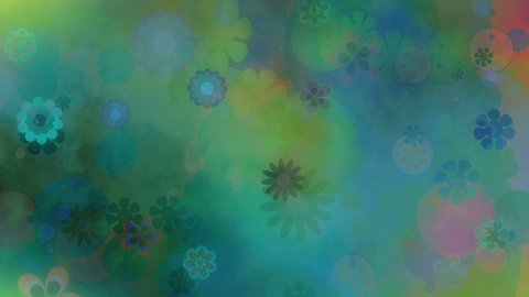 Looping retro flowers smudgy colors animated CG backdrop 