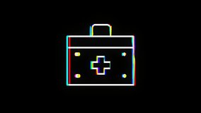 Glitch effect animation of the First aid kit icon. Isolated on black background. Medical symbol. Video motion graphic animation - Powered by Shutterstock - Get 15% off with code: PIKWIZARD15