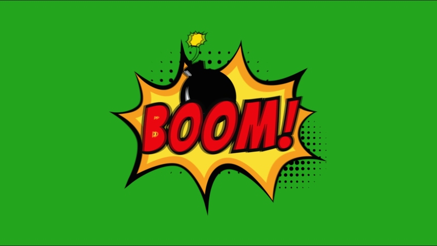 Comic boom thwack icon animation best simple object on green screen ...