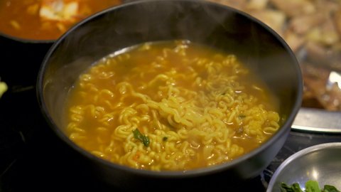 Traditional Korean noodle, Ramyeon, Korean food, instant noodle, Ramen, 4K 