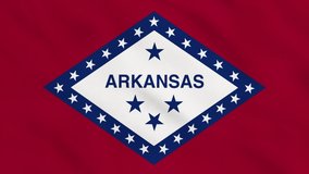 Crumpled Fabric Flag of Arkansas State - USA Intro. USA Flag. State of Arkansas Flag. North America Flags. Celebration. Flag Day. Patriots. Realistic Animation 4K. Surface Texture. Background Fabric.