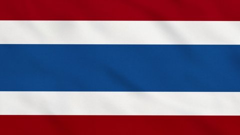 Crumpled Fabric Flag of Thailand Intro. Thailand Flag, Oriental Asia Flags, Eastern Asia Flags. Celebration. Flag Day. Patriots. Realistic Animation 4K. Surface Texture. Background Fabric.